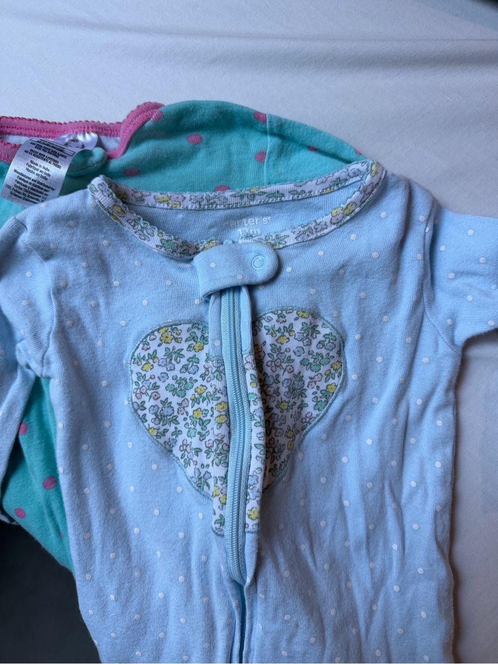 Carter's and Gerber Polka Dot Zip Front Footed Pajamas